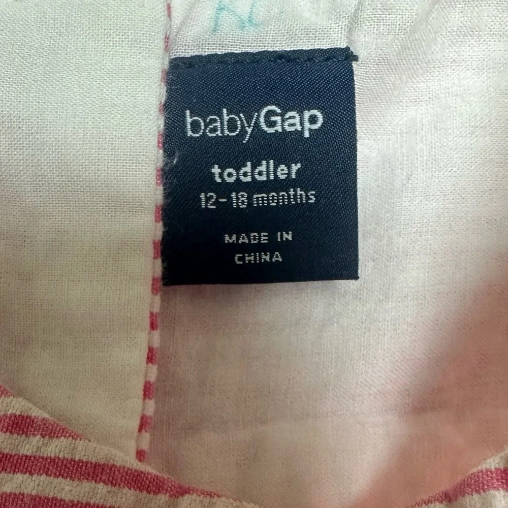 GAP Toddler Pink and White Seersucker Striped Dress, Size 12-18 M,‎ MSRP $36